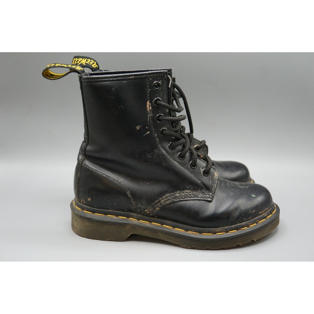 Dr. Martens 1460 Black Smooth Leather 8-Eye Lace Up Boots Womens Size 6